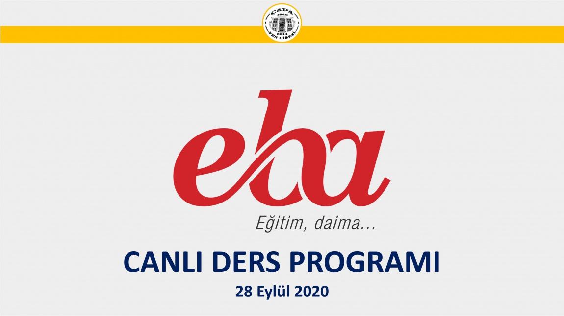 28 Eylül 2020 | EBA CANLI Ders Programı